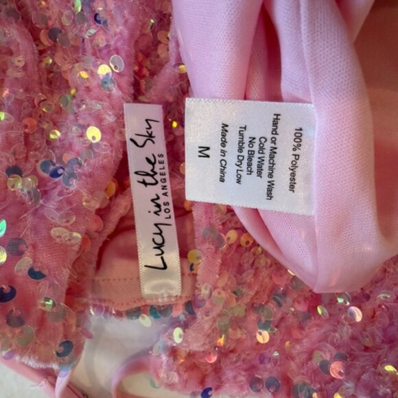 Lucy In The Sky Pink Sequins Party Mini-Dress Size M - Picture 3 of 3